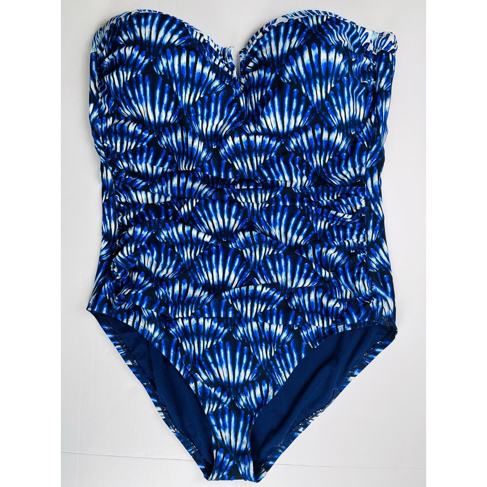 Tommy Bahama women’s size 12 Tideseashell Bandeau One-Piece Swimsuit New tie-dye - Picture 2 of 11